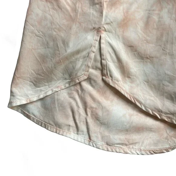 Guess Rose Bliss La Shonda Pink Tie Dye Button Down Belted Shirt Dress Size M - Picture 12 of 14